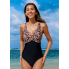 Суцільний купальник Cupshe Leopard Print Cutout Tummy Control М Чорний (9144)