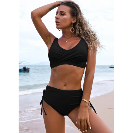 Жіночий купальник FS Bikini Swimsuit Drawstring L Чорний (9177) Жіночий купальник FS Bikini Swimsuit Drawstring L Чорний (9177)