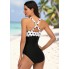 Купальник суцільний FS Tummy Control Swimsuiti S Чорно-білий (9226)