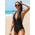  Жіночий суцільний купальник FS Halter Tummy Control L Чорний (9233)