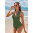 Жіночий суцільний купальник FS Halter Tummy Control L Оливковий (9234)