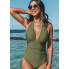  Жіночий суцільний купальник FS Halter Tummy Control L Оливковий (9234)
