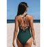Суцільний купальник Cupshe Floral Cutout Tummy Control XL Зелений (9235)
