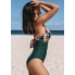 Суцільний купальник Cupshe Floral Cutout Tummy Control XL Зелений (9235)