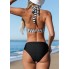 Роздільний купальник Cupshe Black and White Stripe Halter Bikini М Чорно-білий (9814)