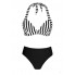 Роздільний купальник Cupshe Black and White Stripe Halter Bikini М Чорно-білий (9814)