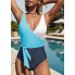 Cуцільний купальник Cupshe Swimsuit Wrap Block Tie Side Bathing Suit L Блакитний (9956)