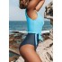 Cуцільний купальник Cupshe Swimsuit Wrap Block Tie Side Bathing Suit L Блакитний (9956)