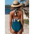  Жіночий суцільний купальник FS Halter Tummy Control М Морської хвилі (9596)