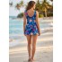  Жіночий суцільний купальник FS Plus Size Wantdo 5XL Темно-синій (9654)