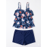  Жіночий купальник FS Swimsuits With Shorts Plus Size 3XL Floral Print Синій (9502)
