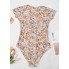  Жіночий суцільний купальник Cupshe Elodie Ditsy Zipper Short Sleeve М Помаранчевий (9658)