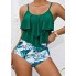 Жіночий роздільний купальник FS Bikini Set Ruffle High Waist із топом-воланом L Зелений (9613)
