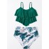 Жіночий роздільний купальник FS Bikini Set Ruffle High Waist із топом-воланом L Зелений (9613)