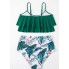 Жіночий роздільний купальник FS Bikini Set Ruffle High Waist із топом-воланом L Зелений (9613)