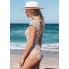 Жіночий суцільний купальник Cupshe Elodie Ditsy Zipper Short Sleeve М Помаранчевий (9658)