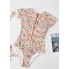  Жіночий суцільний купальник Cupshe Elodie Ditsy Zipper Short Sleeve М Помаранчевий (9658)