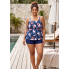  Жіночий купальник FS Swimsuits With Shorts Plus Size 3XL Floral Print Синій (9502)