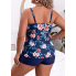  Жіночий купальник FS Swimsuits With Shorts Plus Size 3XL Floral Print Синій (9502)