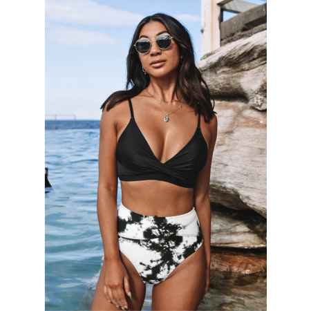 Жіночий купальник CUPSHE Women Swimsuit Lotto Bikini L Чорно-білий (9573) Жіночий купальник CUPSHE Women Swimsuit Lotto Bikini L Чорно-білий (9573)
