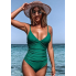  Жіночий суцільний купальник Cupshe V Neck Tummy Control М Зелений (9576)