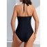Суцільний купальник FS Halter XXL Чорний (9684)