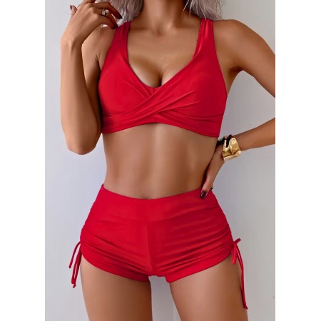 Жіночий купальник FS Women's Bikini Set Swimsuits Sports XXL Червоний (9691)