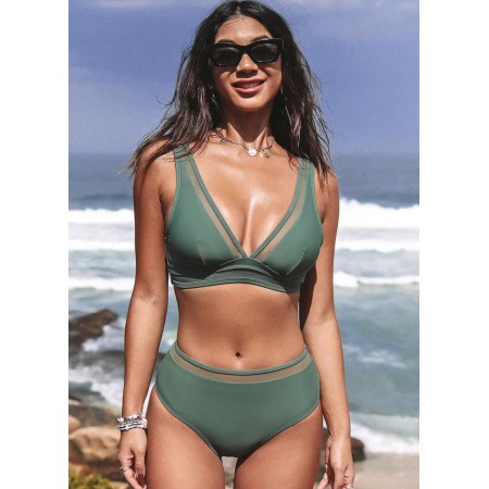 Жіночий купальник Cupshe Deep V Neck Mid Waisted Backless Bikini Set XL Оливковий (9693) Жіночий купальник Cupshe Deep V Neck Mid Waisted Backless Bikini Set XL Оливковий (9693)