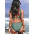  Жіночий купальник Cupshe Deep V Neck Mid Waisted Backless Bikini Set XL Оливковий (9693)