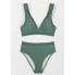  Жіночий купальник Cupshe Deep V Neck Mid Waisted Backless Bikini Set XL Оливковий (9693)