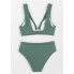  Жіночий купальник Cupshe Deep V Neck Mid Waisted Backless Bikini Set XL Оливковий (9693)