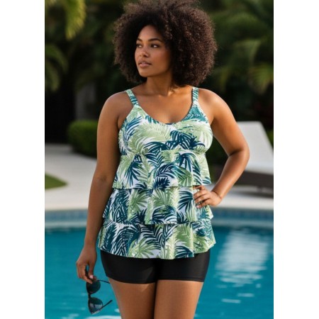 Женский раздельный купальник FS Tankini Sets Plus Size 6XL Комбинированный (9729)