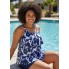 Жіночий купальник FS Tankini Plus Size XXL Floral Print Синій (9741)