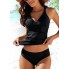 Жіночий купальник танкіні роздільний FS Tankini Women Set Triangle Thong XL з ефектом утяжки Чорний (9968)