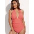  Жіночий суцільний купальник FS Halter Tummy Control L Пудровий (9769)
