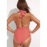  Жіночий суцільний купальник FS Halter Tummy Control L Пудровий (9769)
