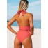  Жіночий суцільний купальник FS Halter Tummy Control L Пудровий (9769)