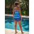  Жіночий купальник FS Tankini Yonique Women's Plus Size XL Floral Print Синій (9778)