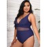 Суцільний купальник Cupshe Dreaming Plunge Mesh Plus Size 1XL Синій (9779)