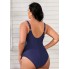 Суцільний купальник Cupshe Dreaming Plunge Mesh Plus Size 1XL Синій (9779)