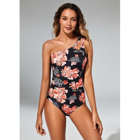 Суцільний купальник FS Swimsuit Women One Shoulder Tummy Covering Swimwear L Комбінований (9790)