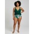 Роздільний купальник Cupshe V-Neck Ruffled Tankini & Floral Print XL Plus Size Зелений (9806)
