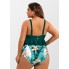 Роздільний купальник Cupshe V-Neck Ruffled Tankini & Floral Print XL Plus Size Зелений (9806)