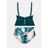 Роздільний купальник Cupshe V-Neck Ruffled Tankini & Floral Print XL Plus Size Зелений (9806)