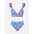  Роздільний купальник CUPSHE Sundry Daisy Ruffled Bralette & High Waist Bikini Set М Блакитний (9807)