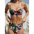 Купальник роздільний Cupshe Funky Flowers Tie Front Underwire Top & Cheeky Bikini Set S Оливковий (9818)