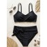  Жіночий купальник FS Dark Ground XXL (52-54) Топ+плавки Чорний (9825)