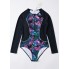  Жіночий спортивний купальник FS Long Sleeve Swimsuitst L з довгим рукавом Сіро-синій (9845)