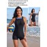  Жіночий спортивний купальникFS Swimsuit Zip Up М Чорний (10027)