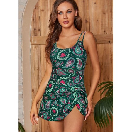 Суцільний купальник-сукня FS SHEKINI Women's Elegant L з ефектом утяжки Зелений (9851)